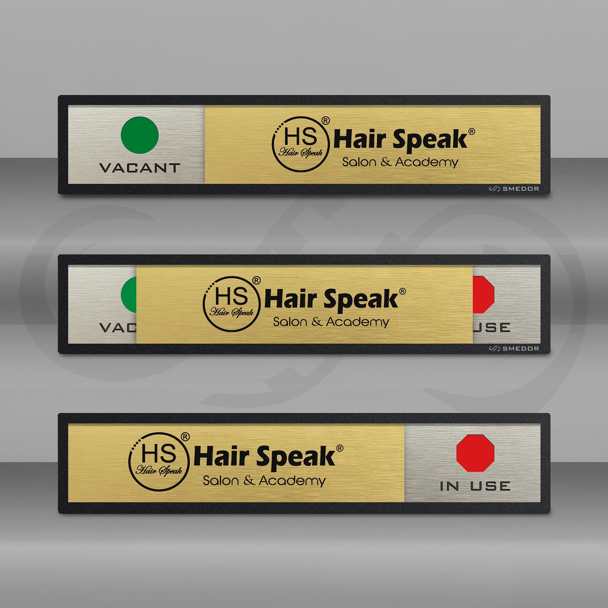 "Salon Brand Name" with VACANT / IN USE status - SMEDOR